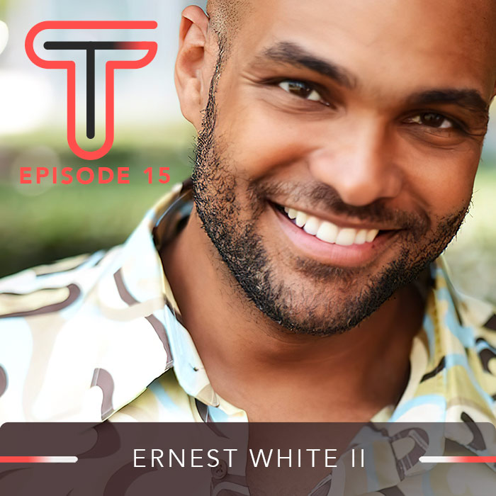 Headshot of Ernest White II smiling, with the Titans as Teens logo and Episode 15